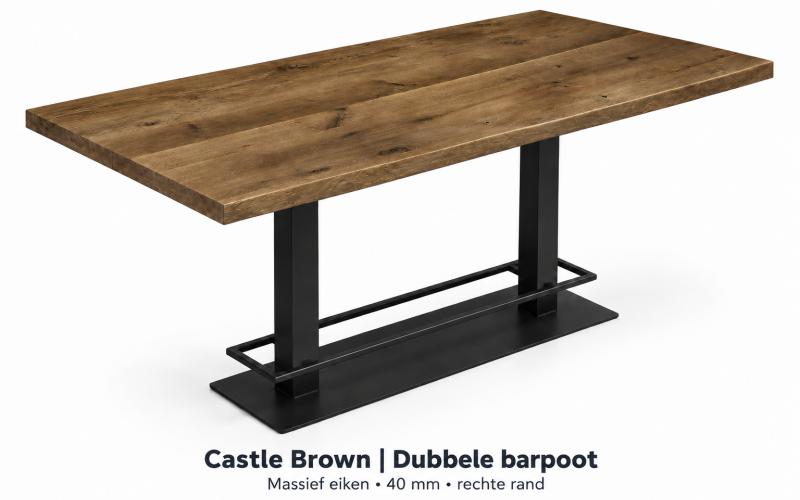 Eiken bartafel met rechte rand &ndash; dubbele barpoot